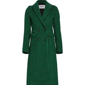 Ena Pelly x RJ Wool Green Tailored Houndstooth Coat NWT